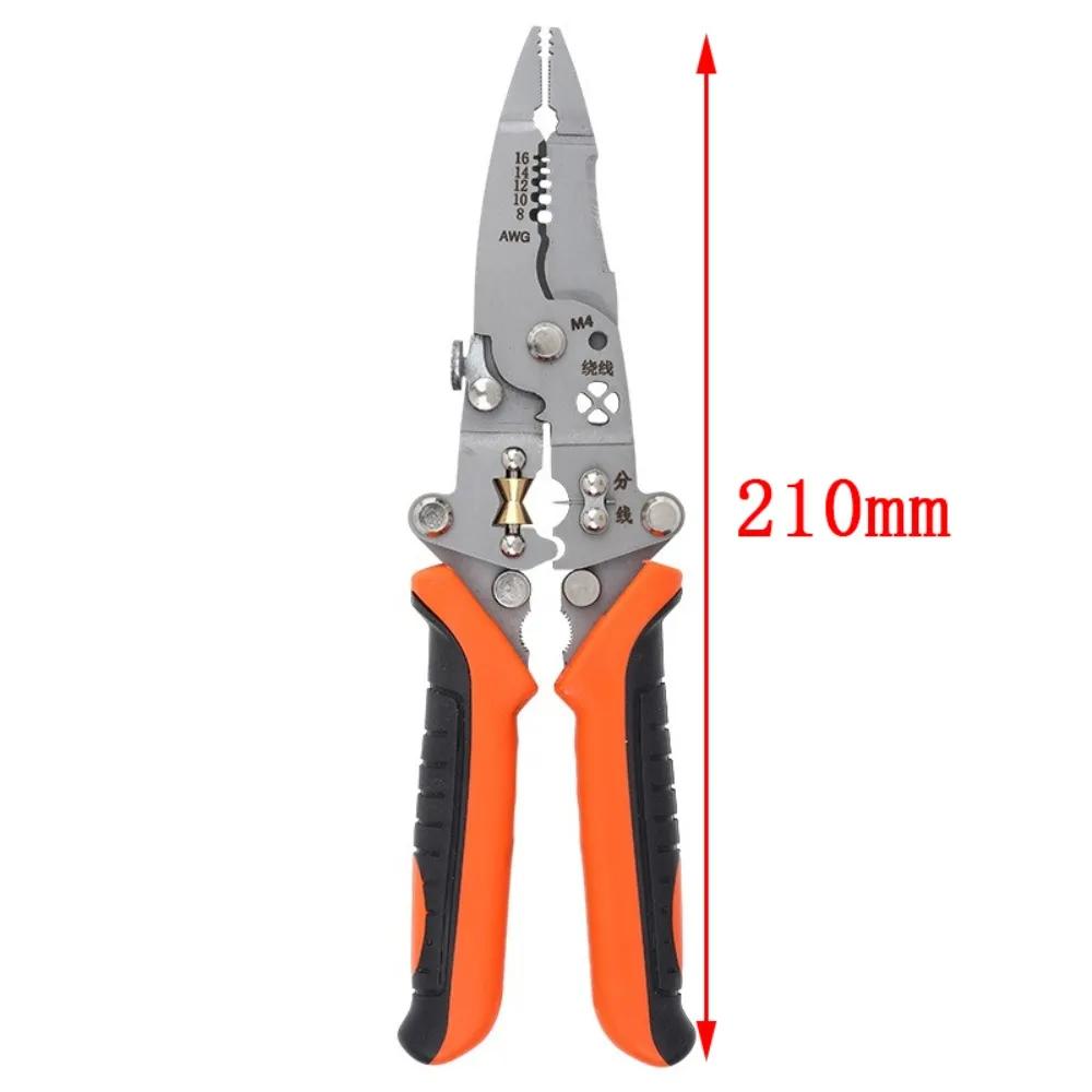 Alloy Steel Wire Stripping Pliers 12 in 1 Foldable Wire Stripping Tool Non-Slip Multifunctional Electrician Crimpe Pliers