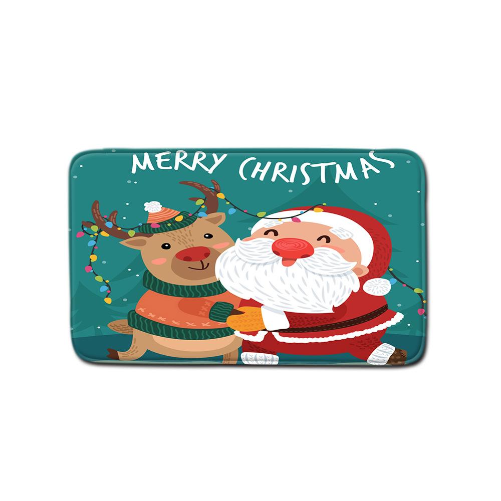 Christmas Shower Curtain Polyester Cloth Toilet Seat Four-Piece Set Entrance Door Mat Bedroom Living Room Floor Mat Carpet