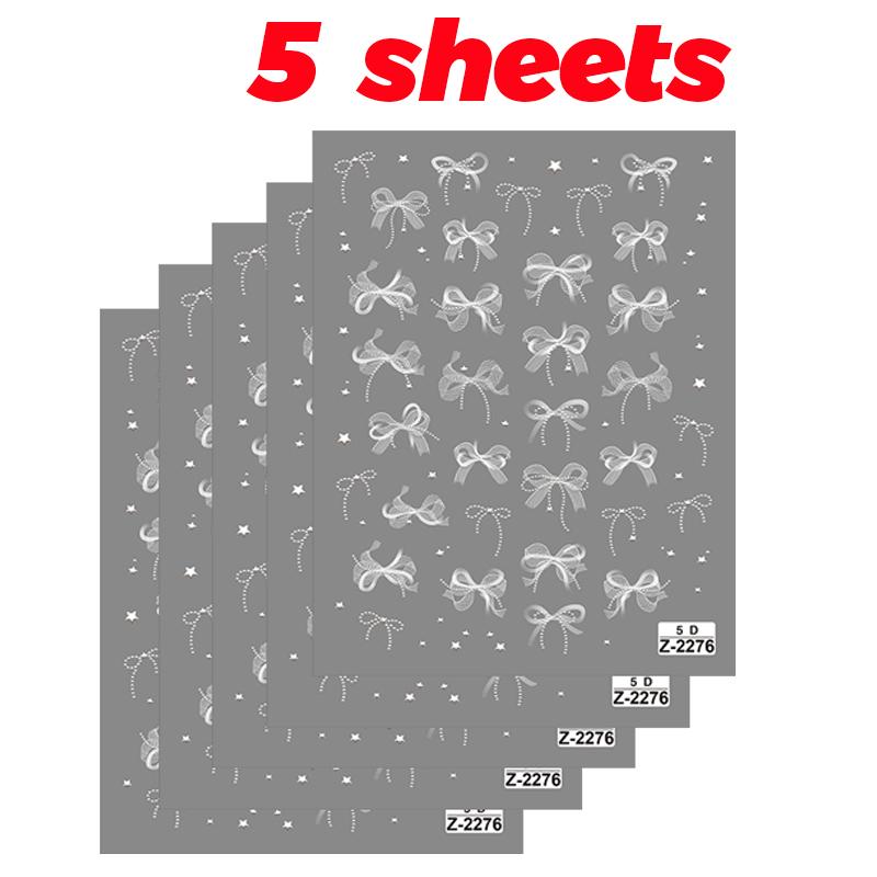 5D Relief Tüll Schleife Design Nagelkunst Aufkleber Selbstklebend DIY Weiße Schleife Abziehbilder Süß Cool Ins Maniküre Modellierungsdekorationen