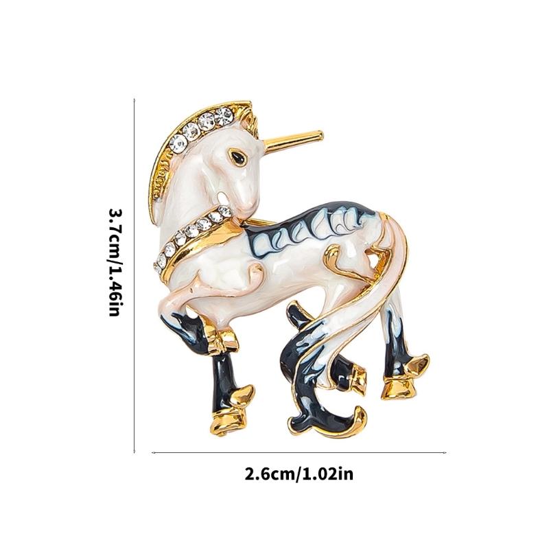 Crystal Studded Equestrian Pin White Horse Brooch Multipurpose Fashion Accent Suitable For Casual And Special Occasions