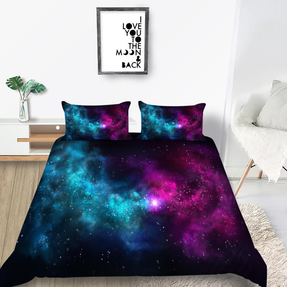 Star Printing Bedding Single Double Bed Full Size 3D Microfiber Universe Printing Pillowcase and Quilt Cover 2/3 Comfortable Home Decoration
