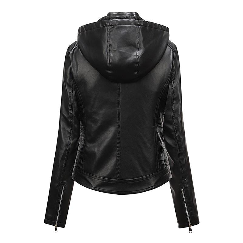 Womens Oversized Hooded Fleece-Lined PU Leather Jacket Plus Size 6XL Streetwear Rock Style Autumn Winter Coat