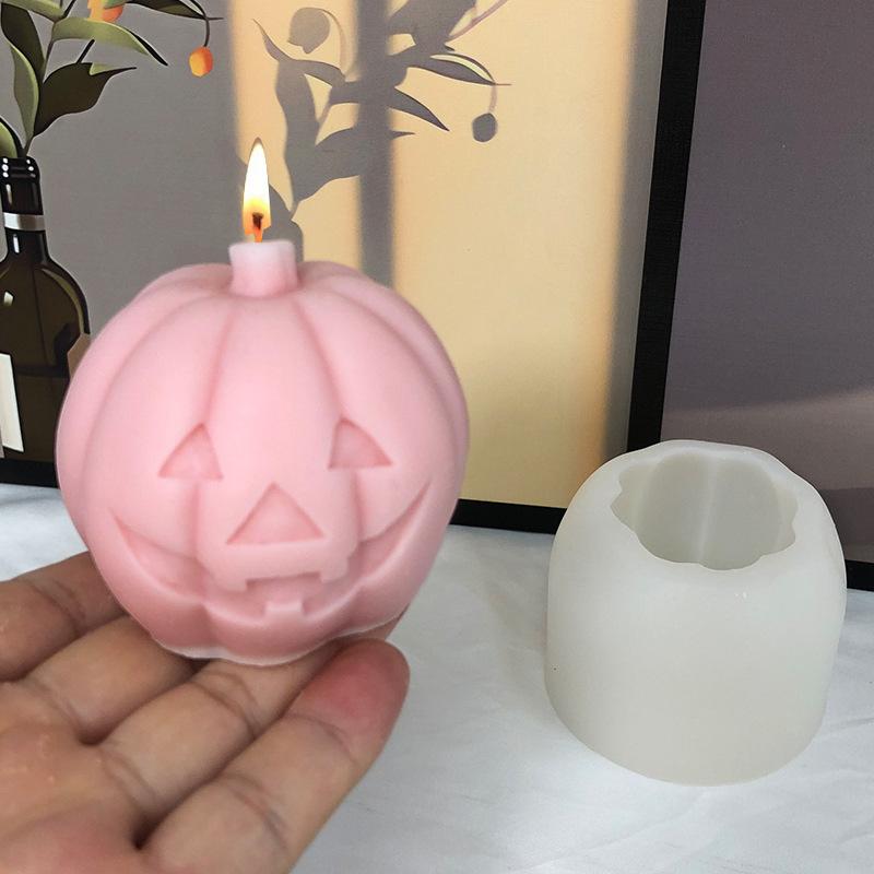 Halloween Pumpkin Silicone Candle Mold 3D Evil Skeleton Crafts Resin Plaster Soap Making DIY Chocolate Ice Cube Baking Tools