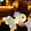 Parent Child Handicraft Activity DIY Mid Autumn Goldfish Lantern Kit for Kids, Handheld Glowing Fish Paper Lamp Soft LED String Light with Traditional