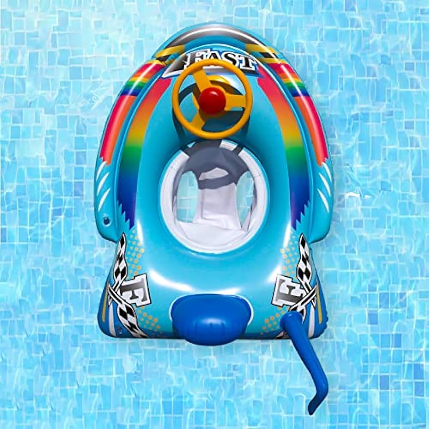 Baby Swimming Ring, Swimming Seat, Baby Swimming Aid with Steering Wheel Handle, Swimming Hoops, Baby Swimming Trainer, Boat for From 1-5 Years Old