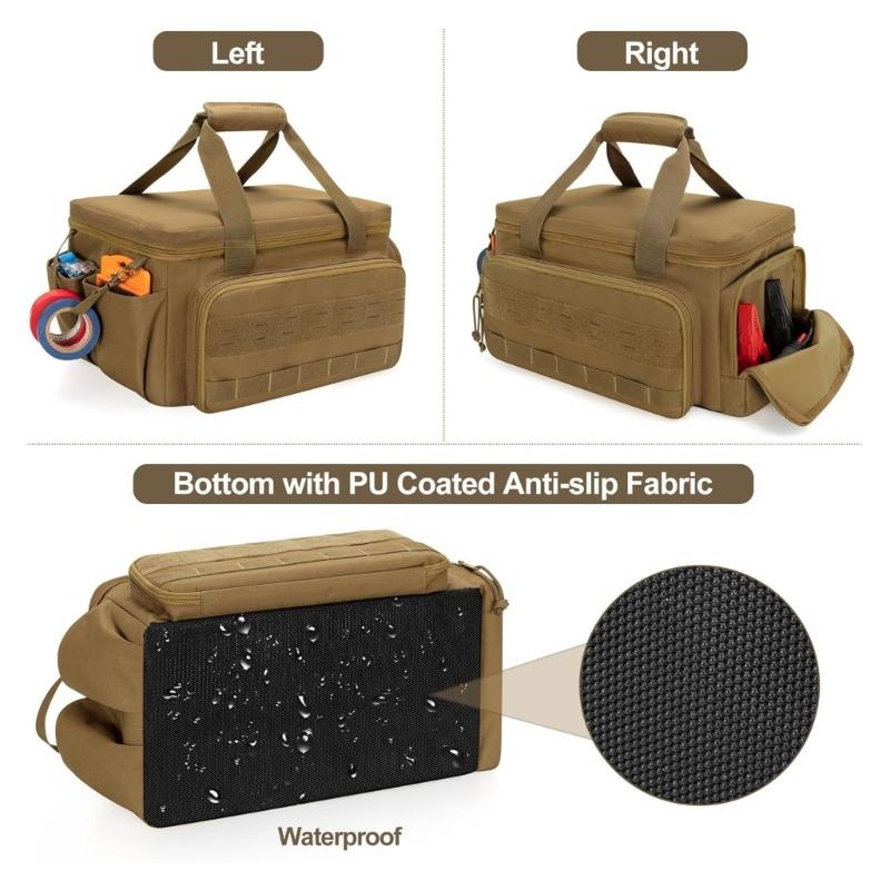 Small Tool Bag for Men with Nonslip Base and Thick Padding Ideal for Craftsmen Electricians Carpenters Khaki