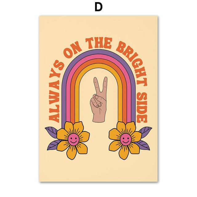 Boho Retro Happy Quote Butterfly Sun Faces Wall Art Canvas Painting Nordic Posters And Print Wall Pictures For Living Room Decor No Frame