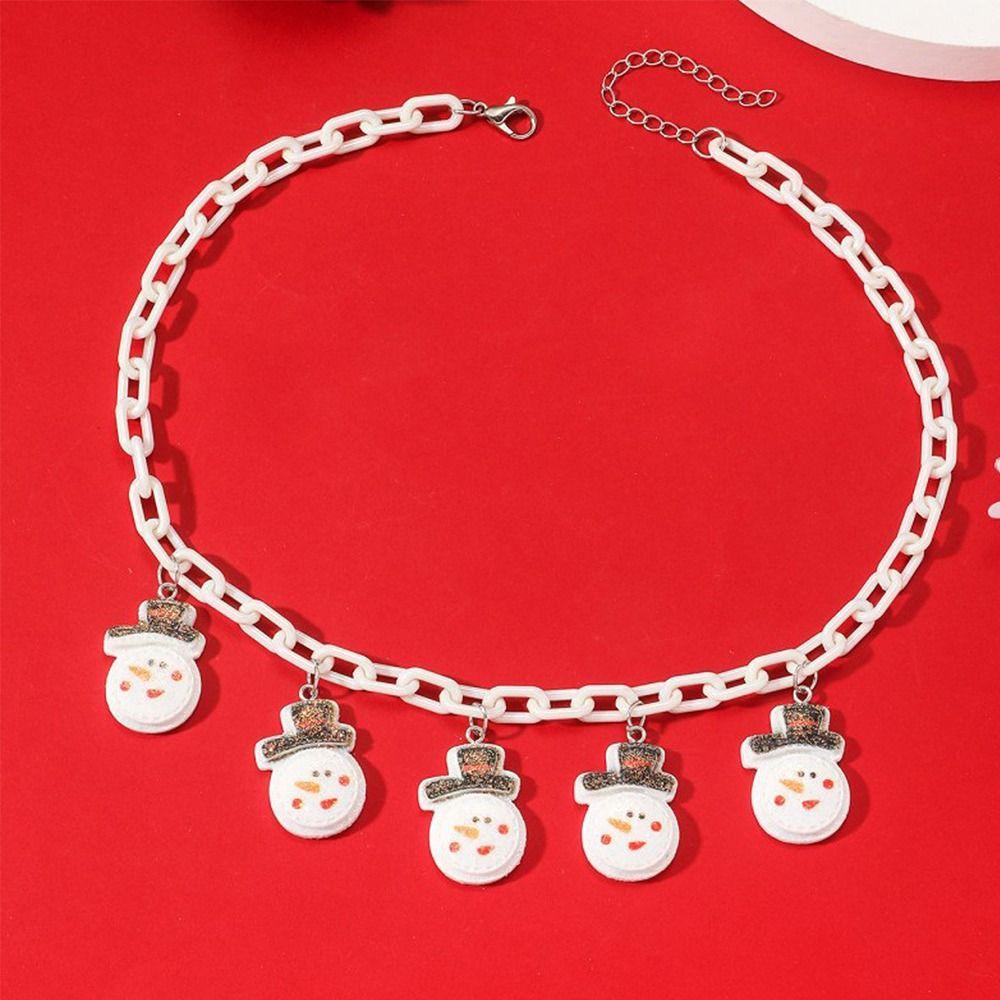 

Santa Xmas Clavicle Chain Bell Cartoon Pendant Necklace Vintage Christmas Acrylic Necklace Gift D