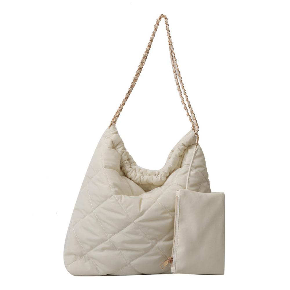 

Large Capacity Cotton-padded Tote Bag Korean Style Nylon Handbag Autumn Winter