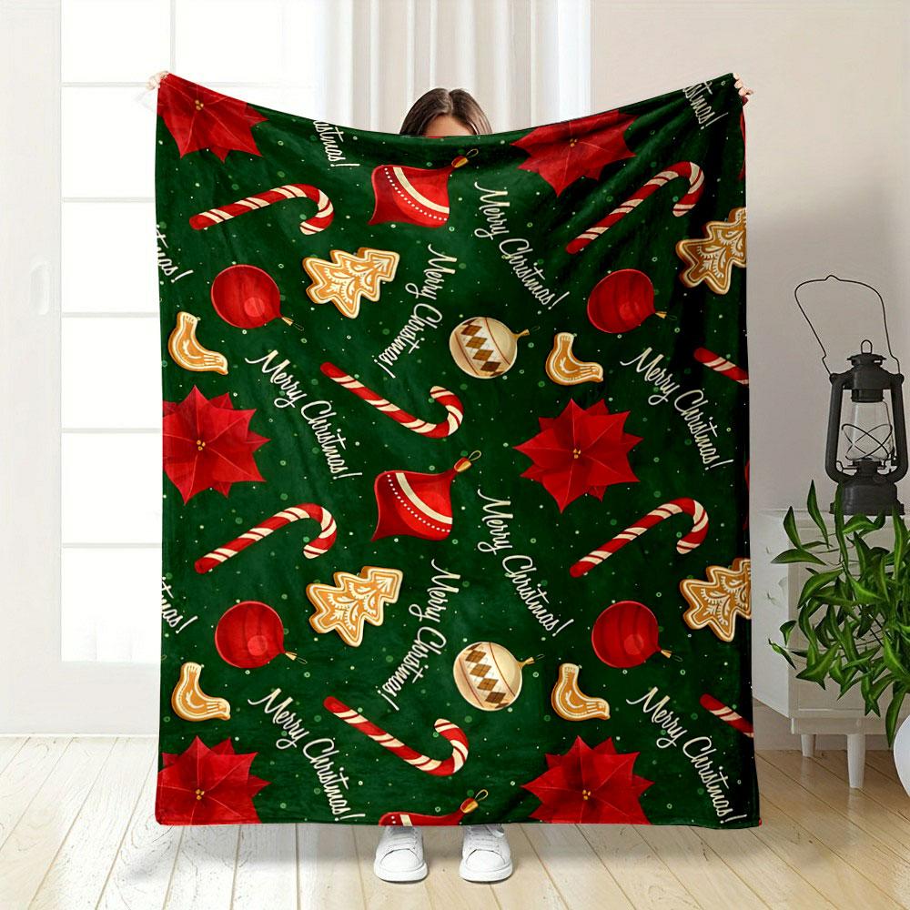 Merry Christmas Print Blanket Bedroom Blanket for Livingroom Couch Lunch Break Soft Throw for Friend's Festival Gift