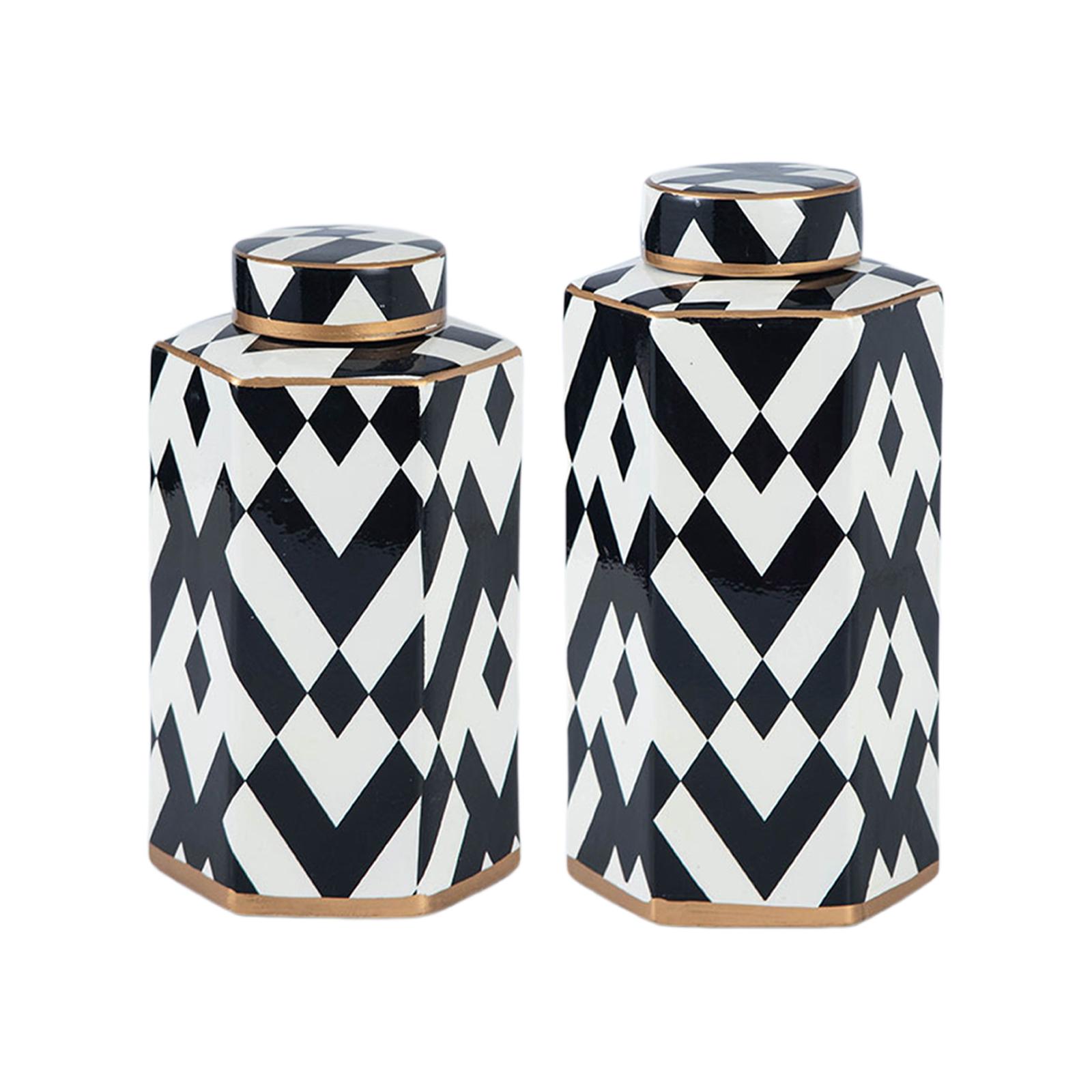 Porcelain Ginger Jar Ceramic Vase Decorative Ornaments Collection Modern 12.5x12.5x25cm