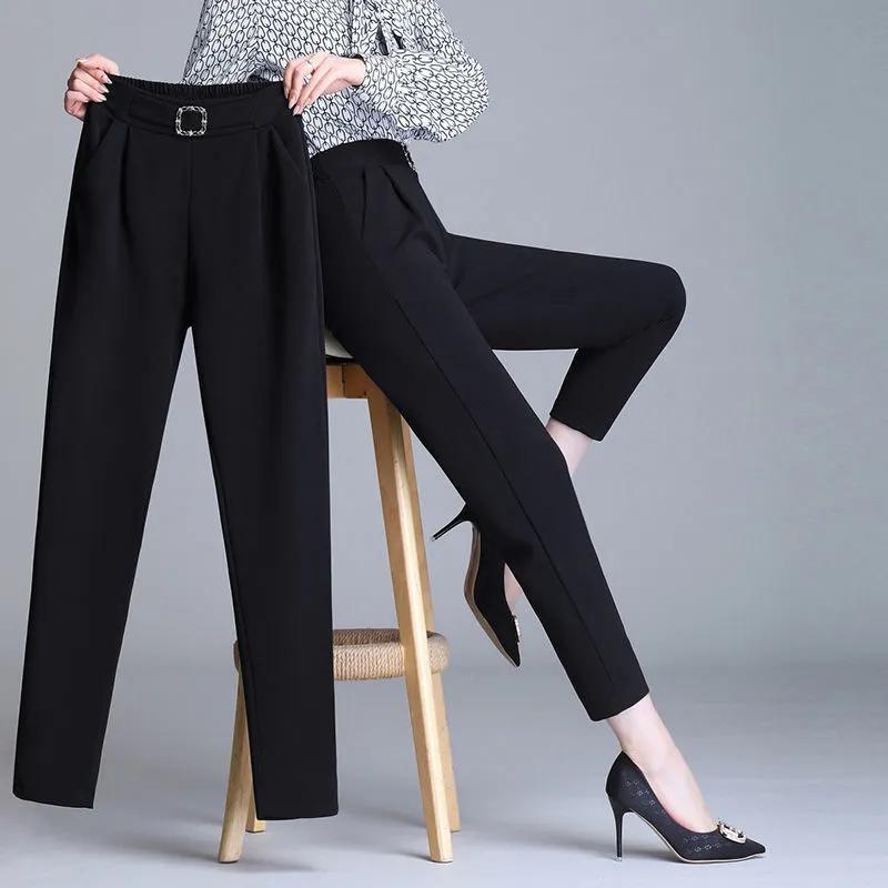 Harem Pants Women's High-waisted White Feet Pants Tight-fitting and Thin Long Pants All-match Trendy Professional Suit Trousers