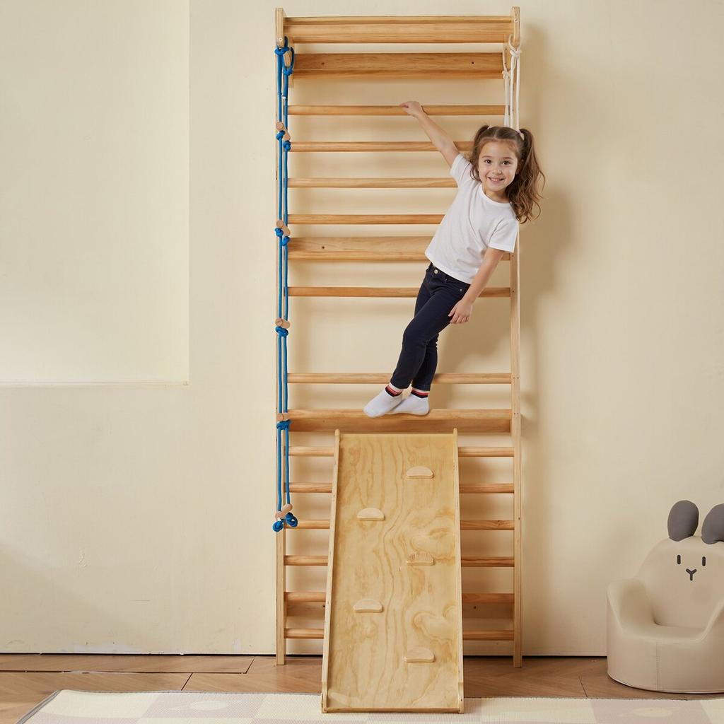 Schwedische Sprossenwand Kletterwand 5 in 1 Holz Indoor Spielplatz Kletterspielzeug