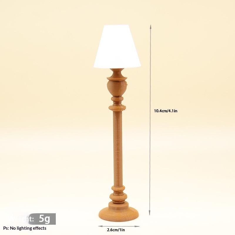 Classic Miniature Floor Lamp Vintage Dollhouse Accessory 1:12 Scale Mini Standing Lamp for DIY Tiny House Desktop Ornament