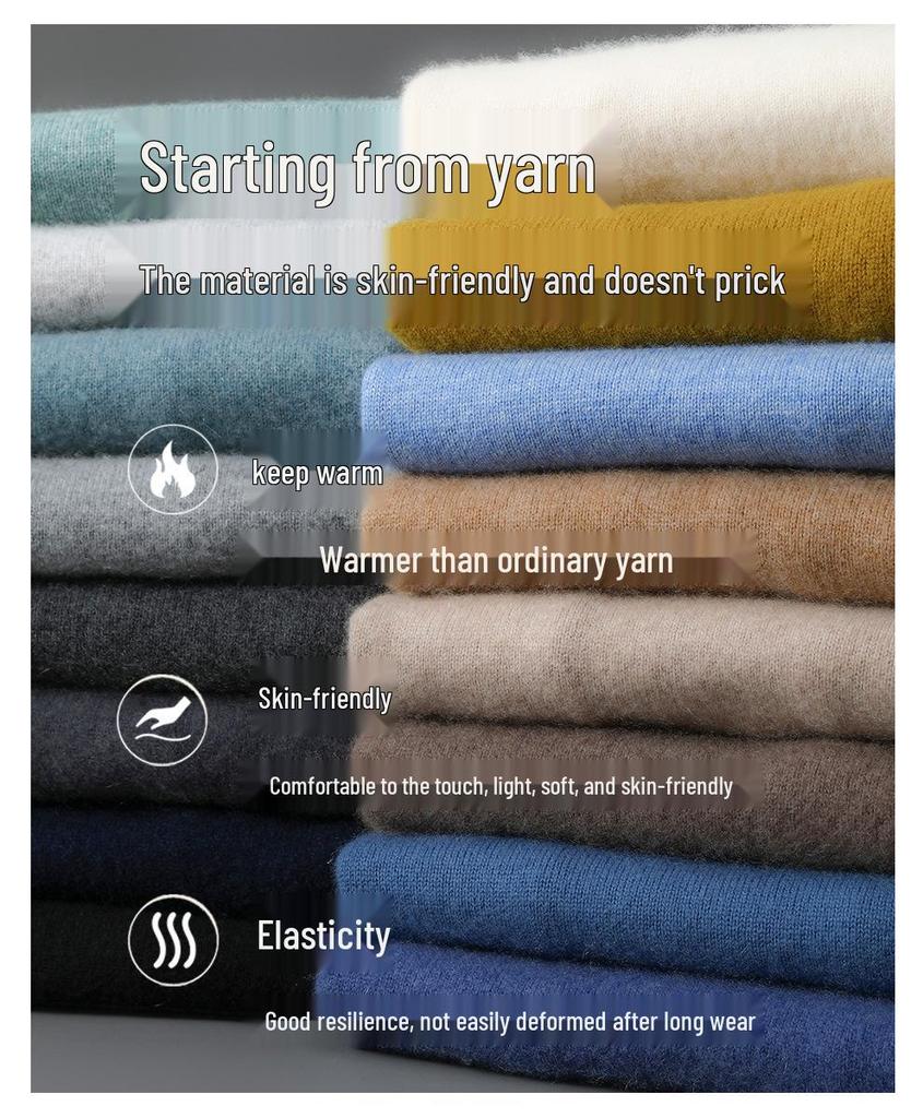Herren Pullover aus reiner Wolle, schwer, Rundhalsausschnitt, lockere Passform, warm, einfarbig, ideale Basisschicht für Herbst/Winter.