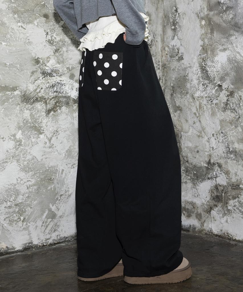 RuNaKi'Hu' Wxp024 Dot Pintuck Sweat Balloon Pants (Black)