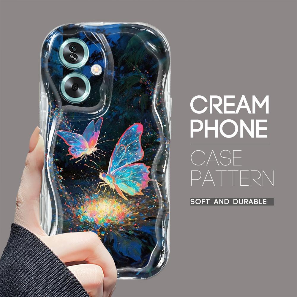 Cute Cartoon Pattern Cream Texture Casing Wavy Edge Soft Silicone Cover Phone Case for OPPO Reno Realme