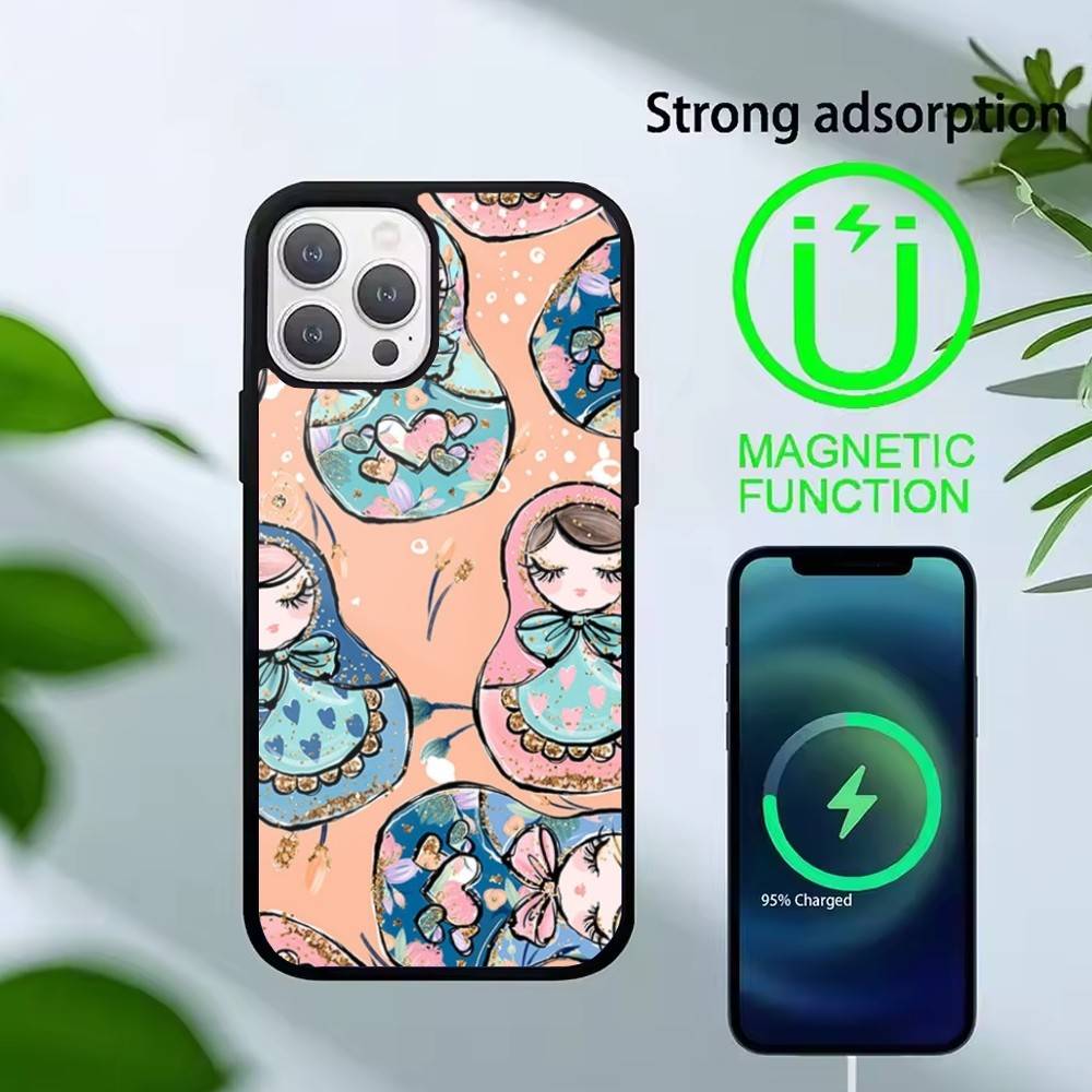 D-Russian Dolls Matryoshka Phone Case For iPhone 14,16,15,13,17,12,Plus,Pro,Max Magnetic For Magsafe Frosted Cover