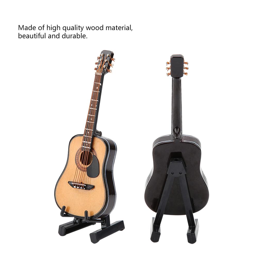 Miniature Wooden Guitar Model Display - Decorative Craft Home Ornaments Mini Guitar Model for Music Lovers And Collectors