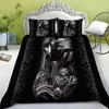 Bedding Set New Bed Cover 3D Skull Head Scary Print Family Bedroom Full Size Quilt Cover and Pillowcase Microfiber