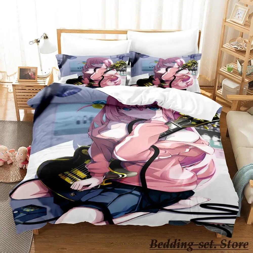 Gotou Hitori Bedding Set Single Twin Full Queen King Size Bed Set Adult Kid Bedroom Duvetcover Sets Anime parure de lit Bed