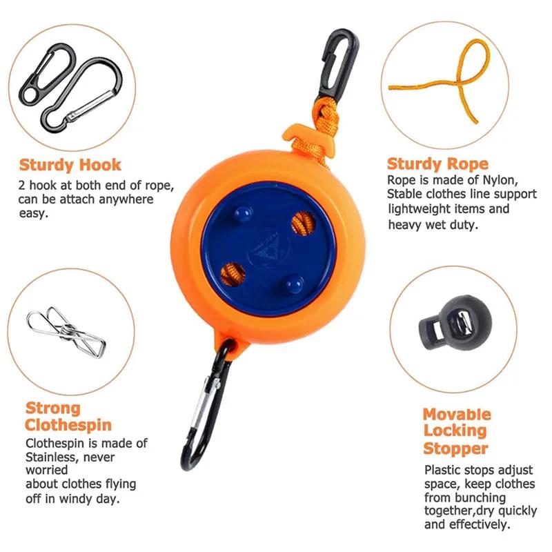 Clothesline Laundry Drying Rope 8M Outdoor Clothes Line Windproof Anti-slip Retractable Cord for Laundry Drying Line Camping