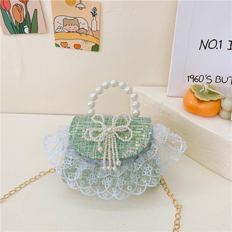 Girls Kids Shoulder Bag Made Of Fine Fiber With Cute Spliced Pattern