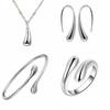 Fashion Teardrop Jewelry Set for Women Simple Ring Necklace Bracelet Earrings Four-piece Set Suitable for Engagement Jewelry