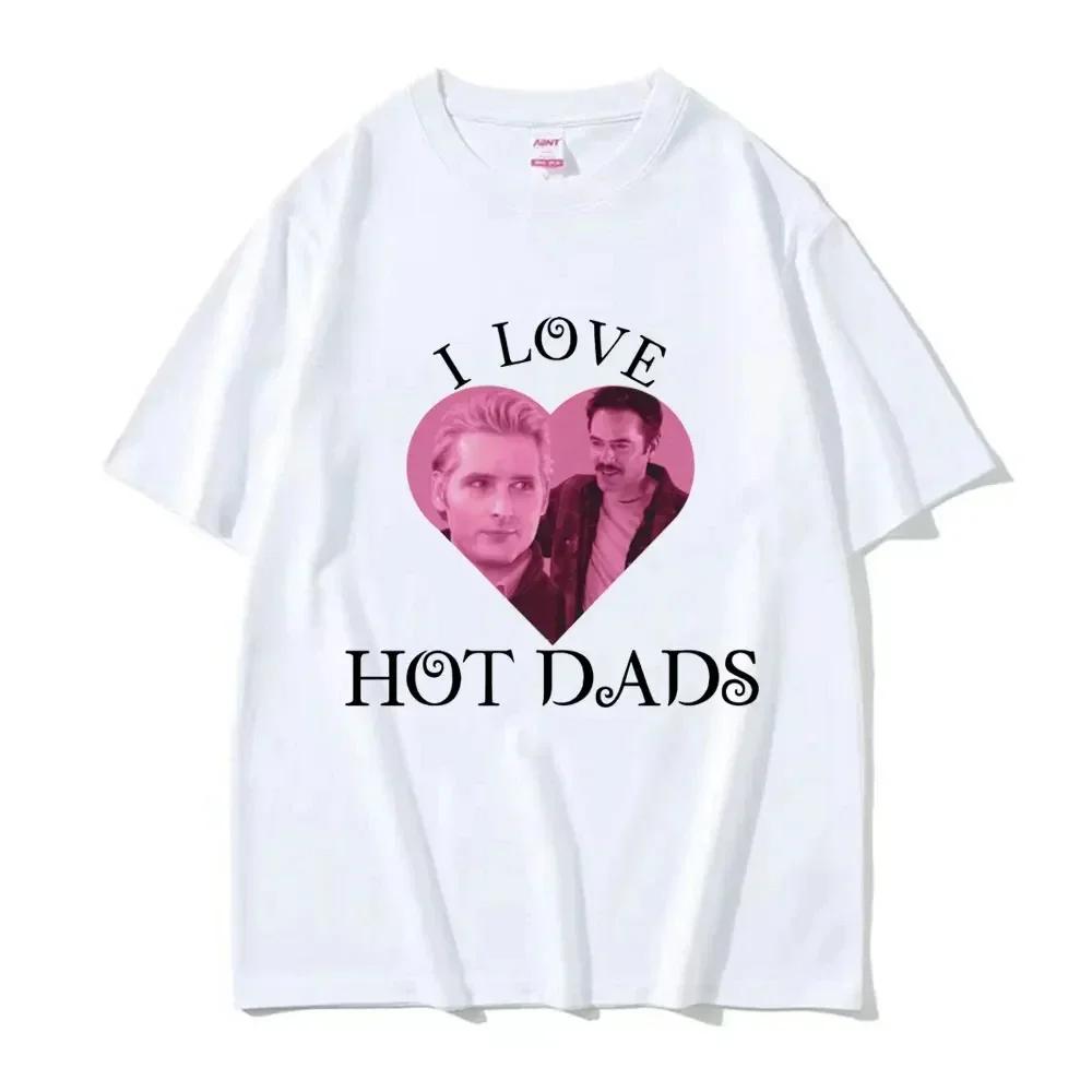 Футболка I Love Hot Dads Футболки с графическим принтом «Сумерки. Сага» Чарли Свона и Билли Берка, унисекс, женская хлопковая футболка большого размера, уличная одежда S