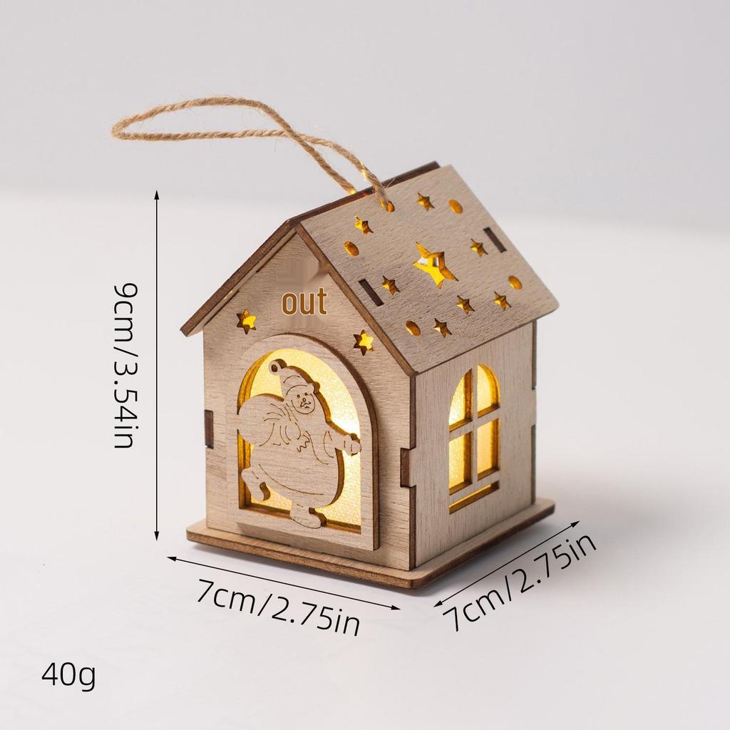 Christmas Luminous Wooden Cabin Ornament - Small House Tree Decoration