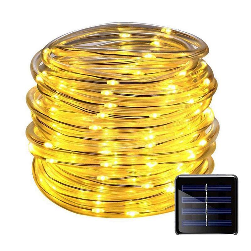 Solar Rope Strip Light Fairy String Garden Christmas Decoration Garland Xmas Solar Rope String Light Fairy Strip 32M/22M/12M/7M