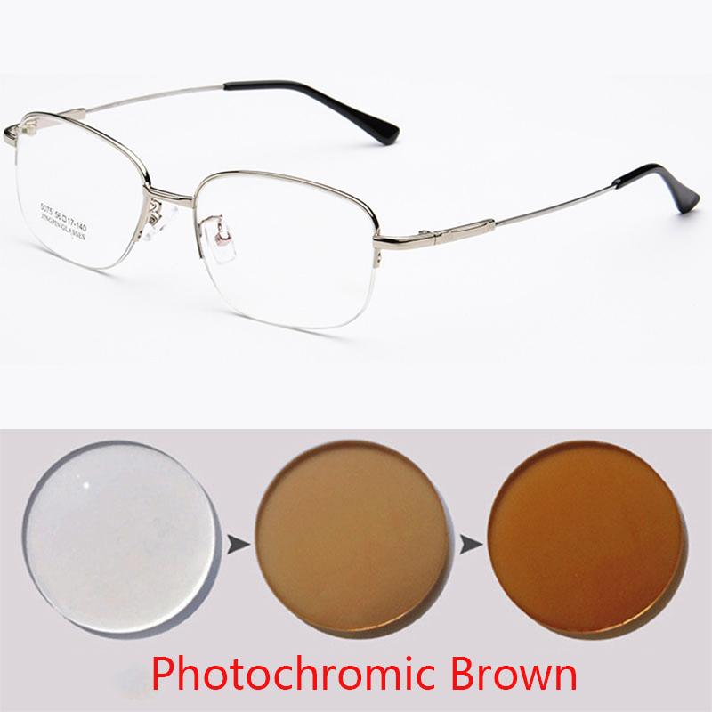 Men's Semi-Rimmed Titanium Memory Frame Metal Eyeglasses Frame for Myopia Prescription Glasses