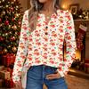 Women's Christmas Print Long Sleeve Shirt Casual Elegant Blouse for Holiday Party