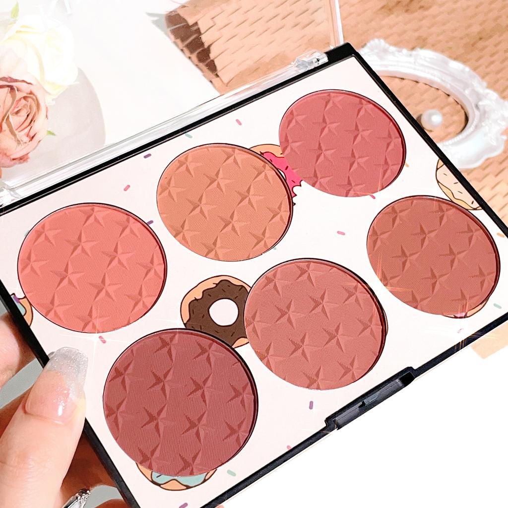Six- Blush Plate Girl's Heart Waterproof Matte Pearl Multi- Nude Makeup Natural Grooming Students