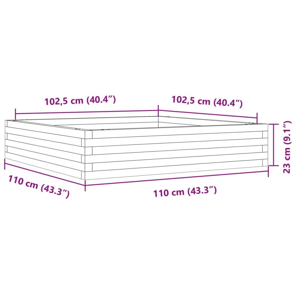 Plant Box White 110x110x23 Cm Solid Pine Wood