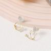 Korean version of the new niche design zirconium diamond double love three-line fishtail exquisite earrings, double peach heart simple model