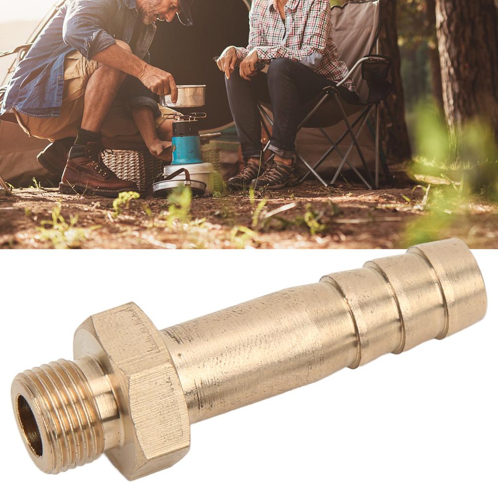 Gas Tank Adapter Aluminum Alloy 10mm Valve Fitting Parts with Two Rubber Rings for Outdoor Camping Barbecue
