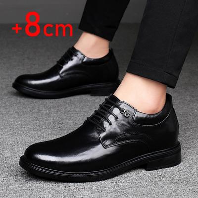 Módne pánske kožené topánky na vysokých podpätkoch s výškou 6/8 cm, pohodlné spoločenské, svadobné a spoločenské topánky na každodenné nosenie