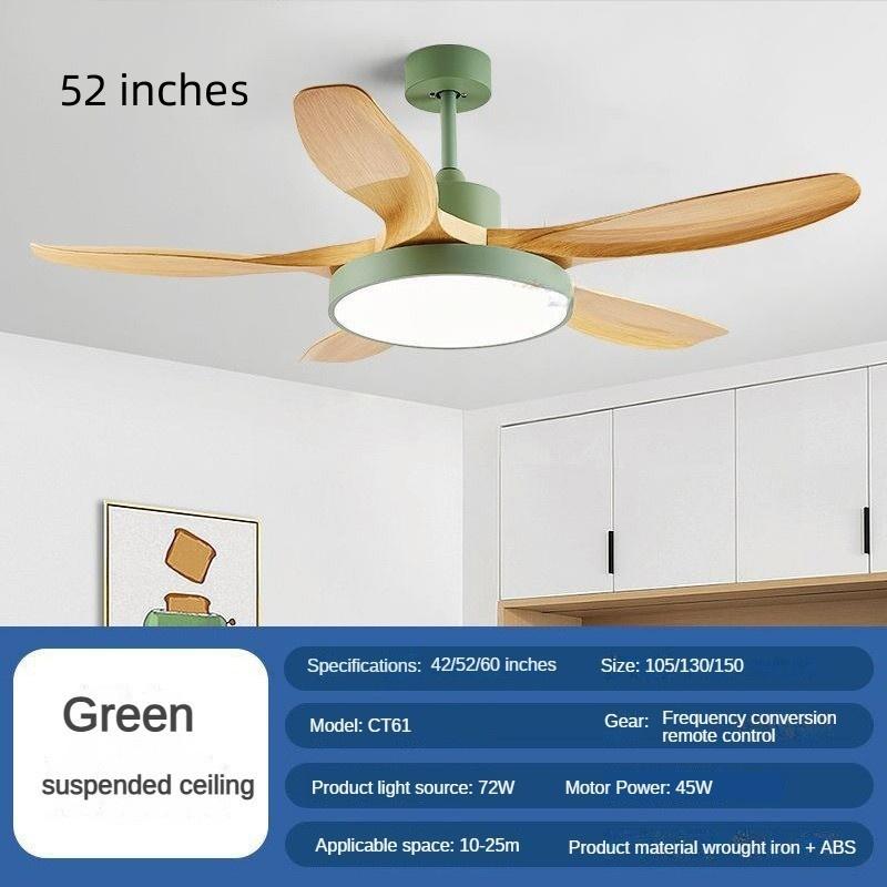42/52/60-inch Full Spectrum Restaurant Fan Light Variable Frequency Household LED Electric Ceiling Fan Light Nordic Big Five Leaf Ceiling Fan Lamp