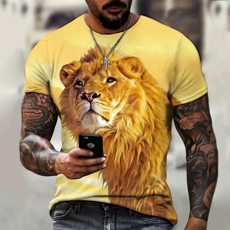 Lion King 3D Printed Men T-Shirt Summer Casual Tees Shirts Animal Tops Black Harajuku Short Sleeve Hip Hop Oversized Streetwear