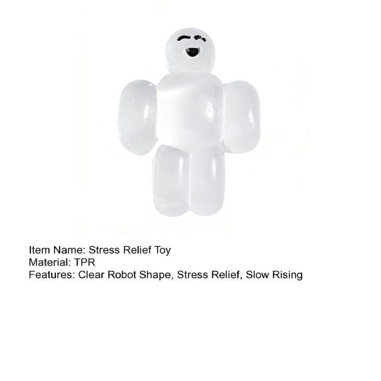 Clear Robot Stress Relief Toy Slow Rising Smiling Robot Squeeze Toy Soft TPR Transparent Cartoon Robot Fidget Sensory Toy