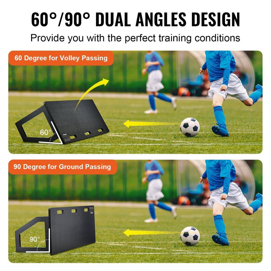 Soccer Rebounder Board, 45"X18" Portable Soccer Wall with 2 Angles Rebound, Foldable HDPE Kickback Rebound Board, Soccer Training Equipment for Kids