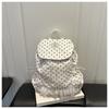 Korean Style Polka Dot Backpack Large Capacity Lace Trimmed Drawstring Backpack Drawstring Closure Flip Design School Daypack