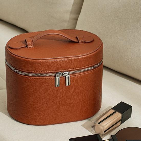 Wodoodporna kosmetyczka podróżna ze sztucznej skóry, organizer na kosmetyki z przegródką i rączką, przenośna kosmetyczka dla kobiet