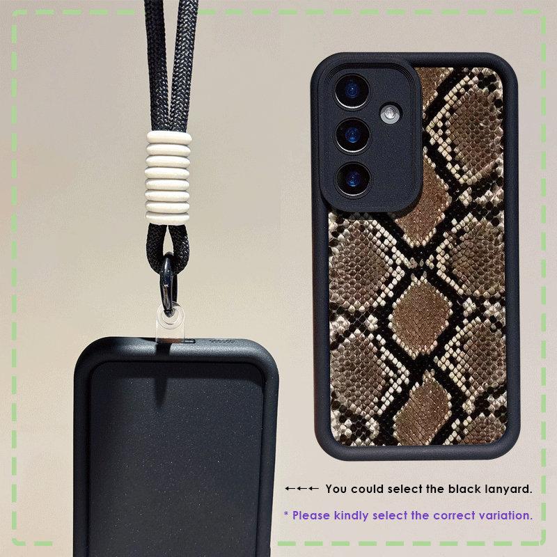 King Snake Patterned Printed Fashion Case + Black Lanyard Flexible Soft Silicone TPU Shell Full Back Cover for IPhone Samsung Xiaomi Redmi