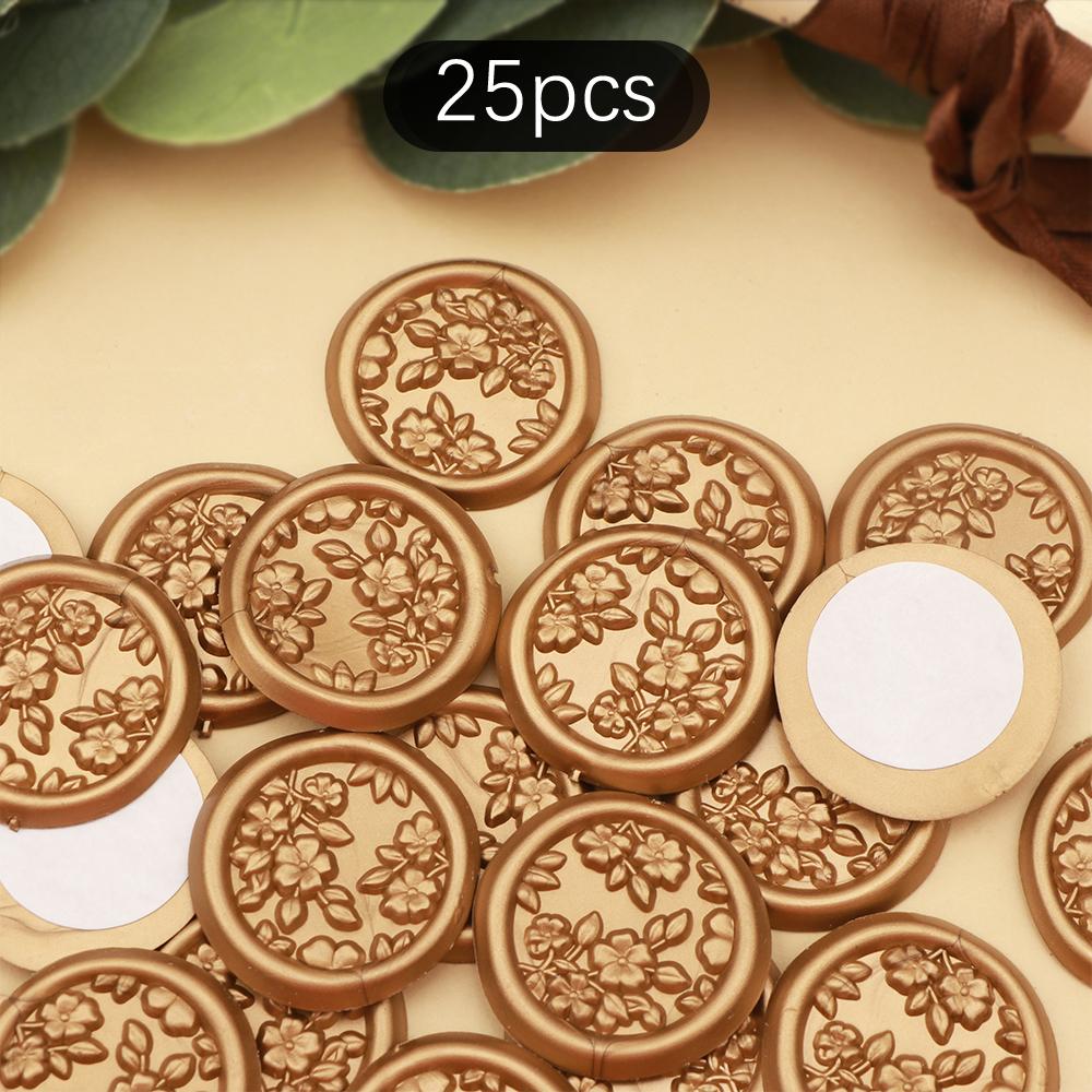 

25 шт. Наклейки для восковой печати - 3D Бегония, Свадебное приглашение, Конверт, Ботанические наклейки-печати, Самоклеящиеся наклейки под античное золото