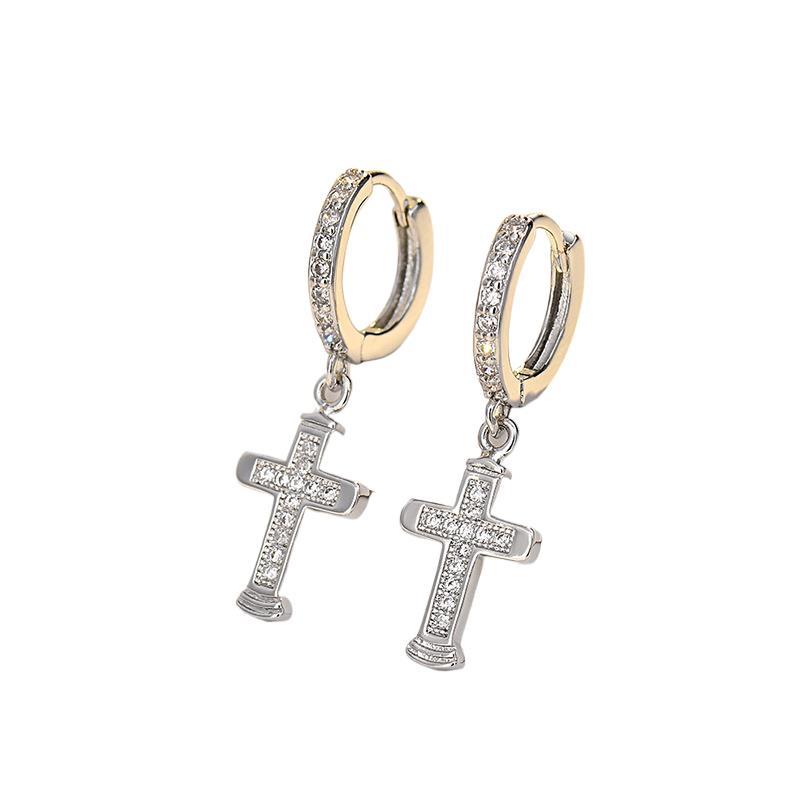European and American New Cross Earrings, Ear Buckles, Gold Diamond-encrusted Tremella Buckles, Earrings, Earrings 2026.