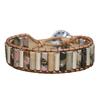 Rhodonite Mixed Stone Tube Wrap Bracelet – Silver Accent Leather Boho Jewelry, Love Grounding Gift for Men Women
