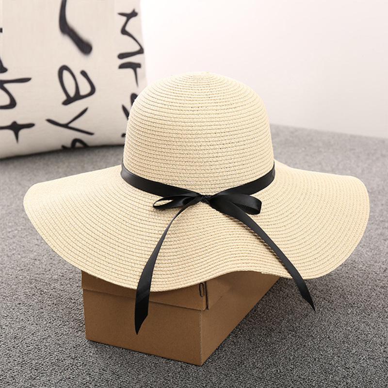 Women's Wide Brim Straw Sun Hat - Foldable Beach & Vacation Hat