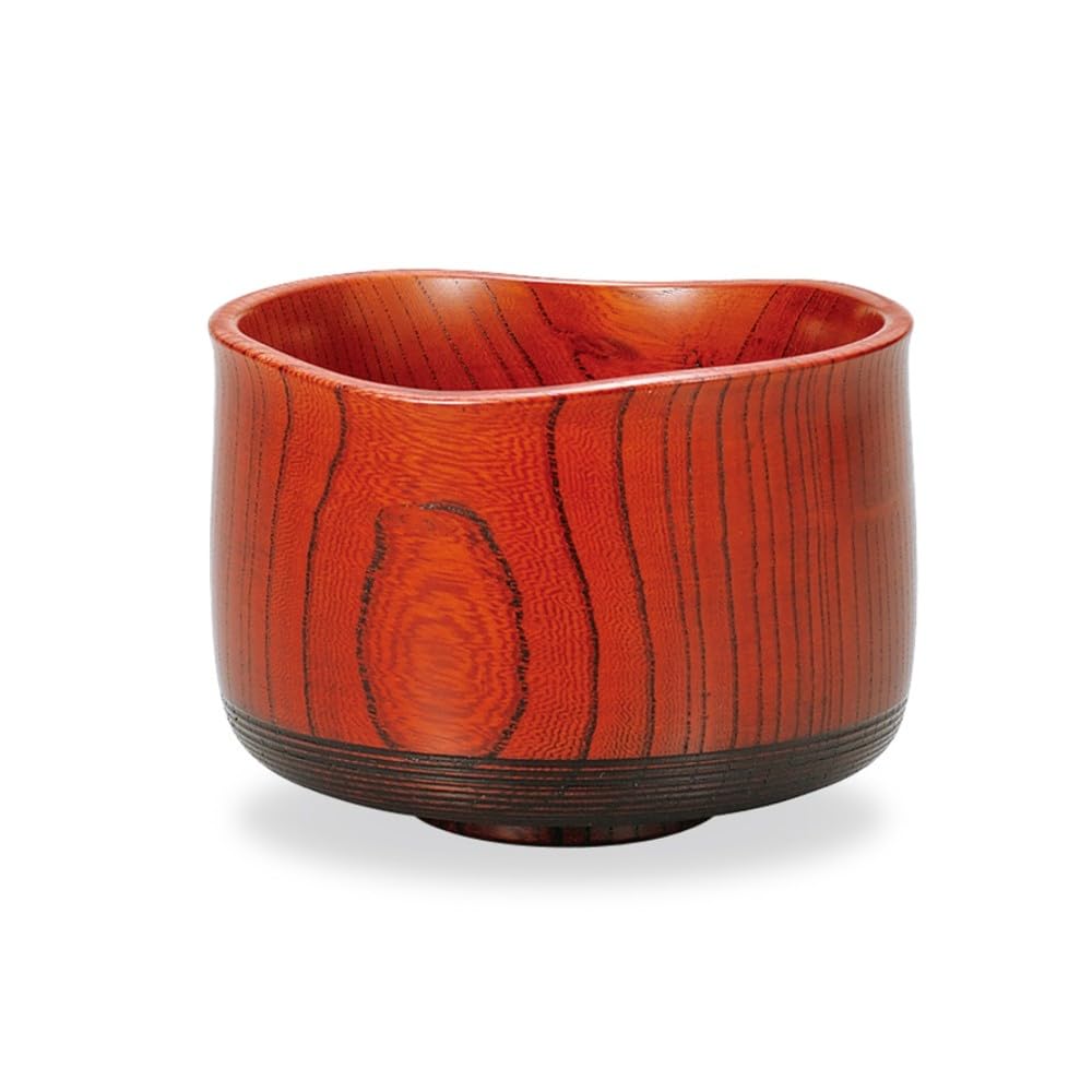 Kashoan Zelkova Matcha Bowl with Red Made in Lacquer, SO-0222 [Matcha Bowl, Wooden, Japan]